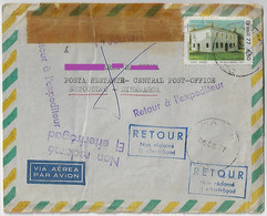 Brazil 1977 Airmail Cover Sent From Mafra To Stockholm Sweden Returned To Sender Postage Paid With 1 Stamp - Brieven En Documenten