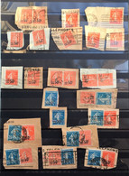 France-Semeuse 221/217/192 Fragments 31 Timbres Stamp Perforé, Perforés,Perfin Perfins,Perforatis,Perforated,Perforata - Usados