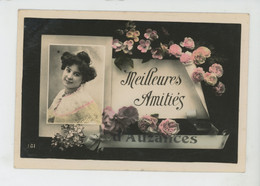 AUZANCES - Jolie Carte Fantaisie Femme Et Fleurs "Meilleures Amitiés D' AUZANCES " - Auzances