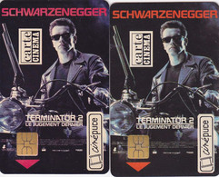 Lot 2 Telecarte Cinépuce  Dont Une Dos Inversé -1000ex - Schwarzenegger - Terminator - Cinéma - Variétés