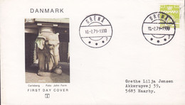 Denmark Brotype IId GRENÅ (**2) 1979 Cover Brief Carlsberg Elephant FDC Cachet (This Is NOT An FDC !) - Storia Postale