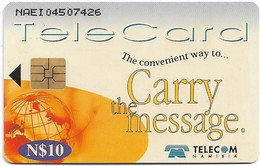 Namibia - Telecom Namibia - Carry The Message, Circuit Board, Solaic, 10$, Used - Namibie