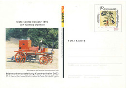 113  Pompe à Incendie: Entier (c.p.) D'Allemagne, 2002 - Daimler Fire Pump Stationery Postcard Kornwestheim Museum Fulda - Sapeurs-Pompiers