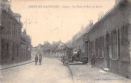Belgique - Crépy En Laonnois - La Poste Et Rue De Laon - Pho. Boutaut - Animé - Automobile - Carte Postale Ancienne - Laon