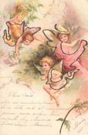 Illustration Non Signée De Fées Jouant Dans Un Arbre - Paillettes - Anges - Carte Postale Ancienne - Angels