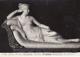 CARTOLINA  ROMA,LAZIO,MUSEO BORGHESE-PAOLINA BORGHESE BONAPARTE-(DI CANOVA)-STORIA,MEMORIA,BELLA ITALIA,NON VIAGGIATA - Musei