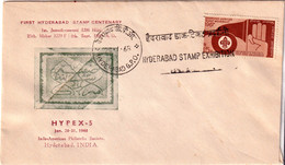 FIRST HYDERABAD STAMP CENTENARY-HYPEX-5-INDO-AMERICAN PHILATELIC SOCIETY-SPECIAL COVER-INDIA-1968-SCARCE-BX4-12 - Hyderabad