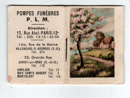 Calendrier De Poche - 1944 - P.L.M. Pompes Fuèbres - - Petit Format : 1921-40