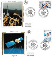 " EUROPA 1991 : L'EUROPE ET L'ESPACE " Sur 2 Enveloppes 1er Jour Sur Soie D'Andorre N° YT 402 403. Parfait état FDC - Europe