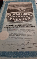 Sociedad General Del Puerto De Pasajes - Accion De Disfrute O De Capital Amortizado - San Sebastian 1928. - Industrial