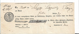 WÜRTTEMBERG XX005 / Wertbrief-Einlieferungsschein ELLWANGEN Einzeiler In 1847 In Schwarz (sehr Klar) - Cartas & Documentos