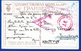 1426. RUSSIA ,TOMSK. 1917 PRISONER OF WAR, AUSTRIAN OFFICER POSTCARD TO AUSTRIA,WW I - Lettres & Documents