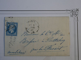 BO5 FRANCE  BELLE LETTRE AU COMTE DE BRISSAC 1ER JUIL. 1860  PARIS A PONTHALEC +N°14  +AFFRANCH. INTERESSANT - 1853-1860 Napoleon III