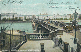 Postcard England Waterlod Bridge And Somerset House - River Thames