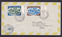 1958 Vaticano Vatican Storia Postale ACCADEMIA DELLE SCIENZE Serie Di 2 Valori Su Busta Annullo 8.3.58 Viaggiata Pisa - Lettres & Documents