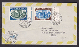 1958 Vaticano Vatican Storia Postale ACCADEMIA DELLE SCIENZE Serie Di 2 Valori Su Busta Annullo 8.3.58 Viaggiata Pisa - Storia Postale