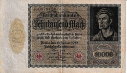 BILLETE DE ALEMANIA DE 10000 MARK DEL AÑO 1922 CON LETRA F (BANKNOTE) - 10.000 Mark