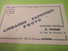 Buvard Ancien/Librairie, Papeterie , Photo/ PAPETERIE CENTRALE/O. Pommé/ASNIERES/ Vers 1950-60        BUV610 - Papierwaren