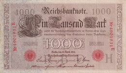 BILLETE DE ALEMANIA DE 1000 MARK DEL AÑO 1910 LETRA H (BANK NOTE) - 1000 Mark