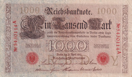 BILLETE DE ALEMANIA DE 1000 MARK DEL AÑO 1910 LETRA YZ (BANK NOTE) - 1.000 Mark