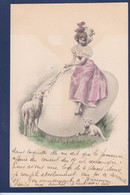 CPA 1 Euro Illustrateur Femme + Animaux  Woman Art Nouveau Circulé Prix De Départ 1 Euro Mouton - 1900-1949