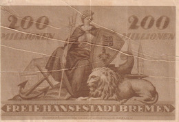 BILLETE DE ALEMANIA DE 200 MILLIONEN DE MARK DEL AÑO 1923  (BANK NOTE) (LEON-LION) - Sin Clasificación