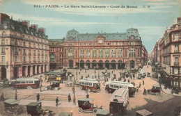 Paris * 7ème * La Gare St Lazare Et Cour De Rome * Bus Autobus - Paris (07)