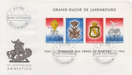 Enveloppe   FDC   1er  Jour    LUXEMBOURG    Bloc  Feuillet   40éme  Anniversaire   De  L' Armistice   1985 - FDC