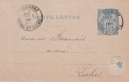 France Marcophilie - Département De L'Indre Et Loire - Cormery - Entier Type Sage - 1877-1920: Semi-Moderne