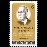 CANADA 1969 - Scott# 491 Gov.V.Massey Set Of 1 MNH - Ongebruikt