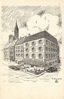 Strasbourg * RARE CPA Illustrateur R. GULLY 1932 * Brasserie Centrale Hôtel 10 Marché Aux Cochons De Lait - Strasbourg