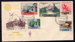 1950 12 APR FDC VENETIA POSTA AEREA SERIE COMPLETA "VEDUTE" SU DUE BUSTE   BELLISSIME CV 375+ - Lettres & Documents