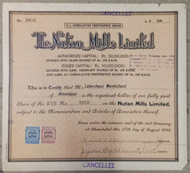 INDIA 1948 THE NUTAN MILLS LIMITED, TEXTILE INDUSTRY.....SHARE CERTIFICATE - Textiel