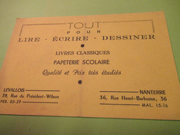 Buvard Ancien/Librairie /Papeterie Scolaire/ Tout Pour Lire,écrire, Dessiner/LEVALLOIS/ NANTERRE/Vers 1950-60     BUV592 - Papeterie