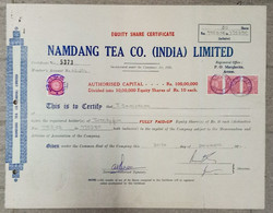 INDIA 1977 NAMDANG TEA COMPANY (INDIA) LIMITED, TEA GARDEN, TEA ESTATE.....SHARE CERTIFICATE - Landwirtschaft