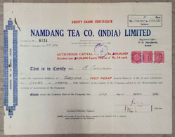 INDIA 1980 NAMDANG TEA COMPANY (INDIA) LIMITED, TEA GARDEN, TEA ESTATE.....SHARE CERTIFICATE - Landwirtschaft