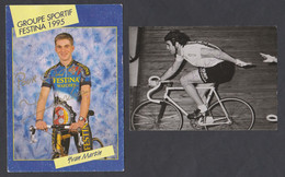 Cyclisme - 4 Cartes Dédicacées Autographes Coureurs Cyclistes Yvan Martin - Christophe Bassons - Denis Roux - Cluzaud - Cyclisme