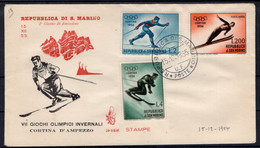 INSIEME DI 11 BUSTE TUTTE FDC VENETIA SERIE COMPLETA DI 10 VALORI "GIOCHI OLIMPICI INVERNALI A CORTINA D AMPEZZO" SU 3 B - Brieven En Documenten