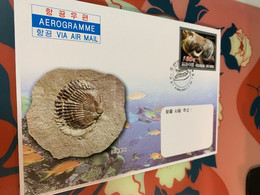 Korea Stamp Entire Shell Fossils Cover Used - Minéraux