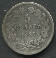 5718) Louis Philippe I. - 5 Franc 1837 - W - 5 Francs