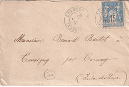 France Marcophilie - Département De L'Indre Et Loire - Cormery - Boite D Truyes - Lettre Type Sage - 1877-1920: Semi Modern Period