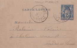 France Marcophilie - Département De L'Indre Et Loire - Dame Marie - Entier Type Sage - 1877-1920: Semi-Moderne