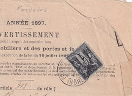 France Marcophilie - Département De L'Indre Et Loire - Fondettes - Lettre Type Sage - 1877-1920: Semi-Moderne