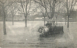 Chalon Inondations 1910 Place Mathias Attelage - Floods
