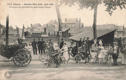 Tours * Grandes Fêtes D'été , Juin 1908 * Groupe De Cyclistes Du Patronage Laïque * Fête Des Fleurs ? Défilé - Tours