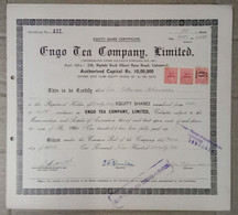 INDIA 1972 ENGO TEA COMPANY LIMITED, TEA GARDEN, TEA ESTATE.....SHARE CERTIFICATE - Agriculture