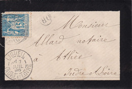 France Marcophilie - Département De L'Indre Et Loire - Ligueil - OR Mouzay - Lettre Type Sage - 1877-1920: Semi Modern Period