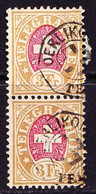 1881 3 Fr. Braun Und Rosa Telegraphen Marke, Im Paar, Gestempelt OERLIKON, Faserpapier - Telégrafo