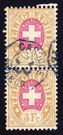 1881 3 Fr. Braun Und Rosa Telegraphen Marke, Im Paar, Gestempelt CAROUGE, Faserpapier - Telégrafo