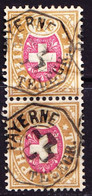 1881 3 Fr. Braun Und Rosa Telegraphen Marke, Im Paar, Gestempelt PAYERNE, Faserpapier - Télégraphe
